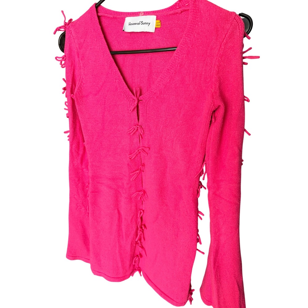 26. House of Sunny Pink Tie Front Knit Cardigan Top Size 2